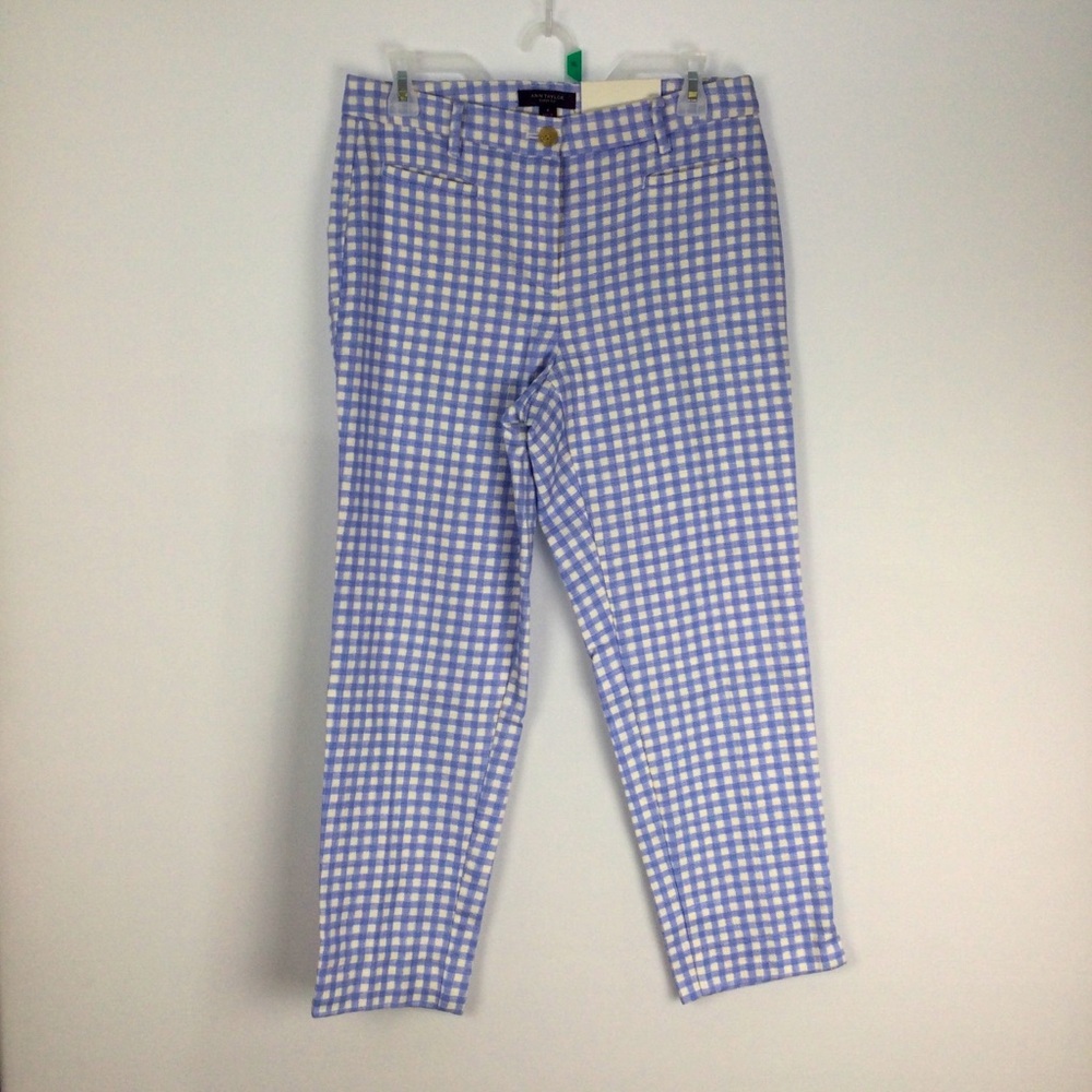 Ann Taylor The Crop in Curvy‎ Gingham Cropped Pants womens size 4
